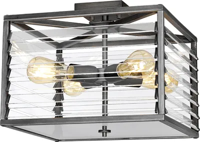 Produktbild von Louvre Deckenleuchte Industriegrau  Elstead Lighting LOUVRE-4F