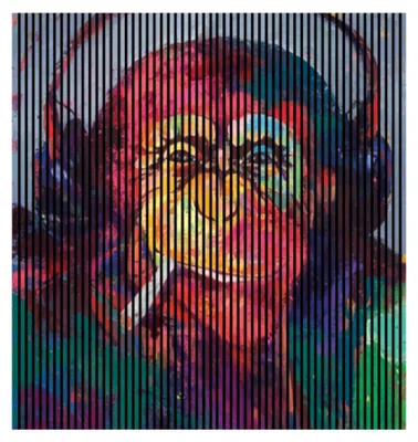 Produktbild von Akustikpaneele mit Digitaldruck Monkey02 19 x 2253 x 2400 mm Kunst Gemälde Affe MDF PET-Fasern Wandpaneele Bunt 4 Einzelplatten