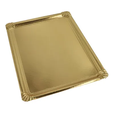 Produktbild von 2970 Servierplatten, Pappe, PET-beschichtet eckig 34 x 45,5 cm gold Partyplatte