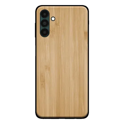 Produktbild von Smartphonica Handytasche für Samsung Galaxy A04s mit Holzoptik - Rückwand Bambus Kunstholzhülle - Braun