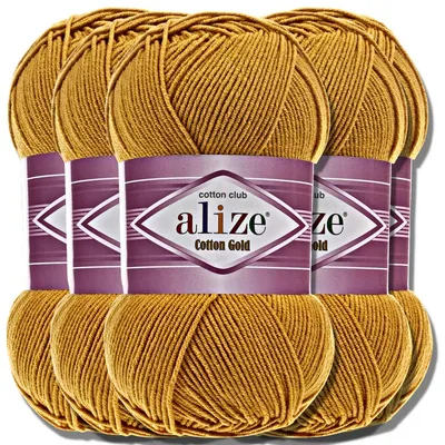 Produktbild von Alize 5x 100g Baumwolle Gold Wolle, Uni, Häkeln, Stricken (Mustard | 2)