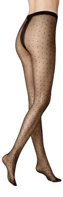 Productafbeelding van KUNERT dameskousen, model "Raffinesse Dots", gestreept, 20 den, zwart, maat 44/46