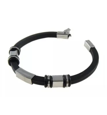 Produktbild von Herrenarmband Edelstahl Armband Herren Kautschuk