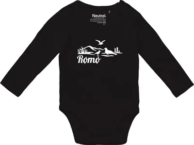 Produktbild von Huuraa Baby Body Rømø Dänemark 74 Black  Baumwolle Fairtrade Langarmbody Geschenkidee