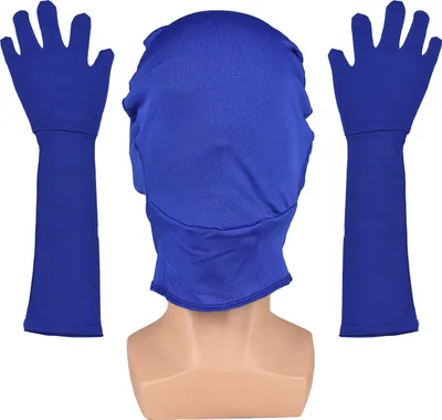 Produktbild von Blaue Chroma-Key-Maskenhandschuhe, Chromakey-Haube, Handschuh, unsichtbare Effekte, Hintergrund, Chroma-Keying, blaue Handschuhe, Maske fuer Blue-Screen-Fotografie, Foto, Video