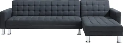 Produktbild von Ecksofa mit Schlaffunktion - Ecke wechselbar - Stoff - Schwarz - WILLIS II