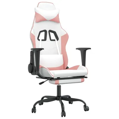 Produktbild von vidaXL Gaming-Stuhl mit Fußstütze Weiß und Rosa Kunstleder