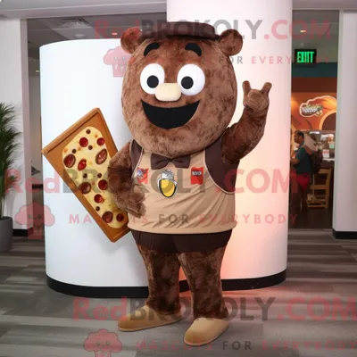 Obrázek produktu pro Postava REDBROKOLY maskota hnědé pizzy s koktejlovými šaty a batohy