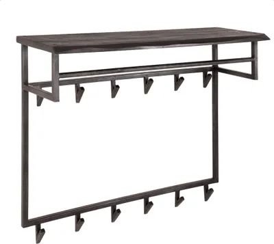 Produktbild von KAWOLA Garderobe ADORA Akazie Metall Hutablage 12 Haken schwarz