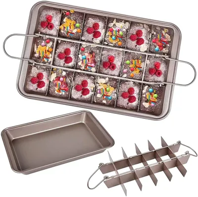 Produktbild von Brownieform Backform Kuchenform - Kohlenstoffstahl - 31 x 20 x 4 cm - 15 Mulden - Antihaftbeschichtung