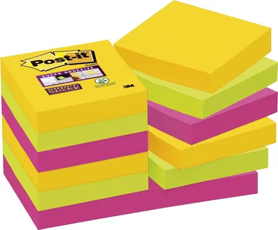 Produktbild von Post-it Haftnotiz Super Sticky Notes Rio de Janeiro Collec Maße: 48 x 48 mm (B x H) Farbe: 4 x ultragelb, 4 x ultrapink, 4 x