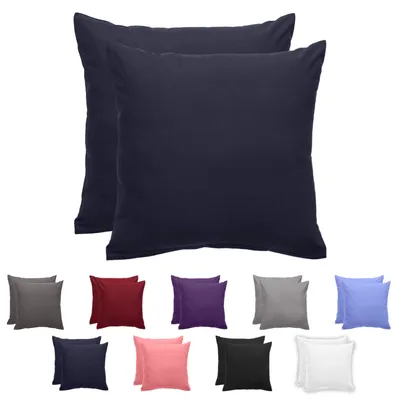 Produktbild von Komfortec Premium Kissenbezüge 2er Set 80x80 cm mit Reißverschluss, gebürstet 100% Polyester 120g/m², Kopfkissenbezug, Superweiches Kissenhülle Set, Blau