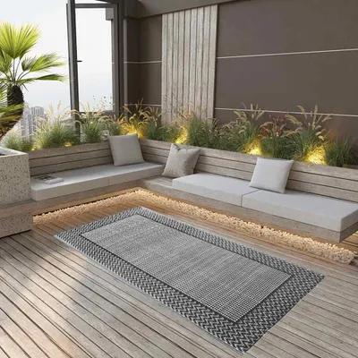 Produktbild von Outdoor-Teppich ARAKIL in Grau, 120x180 cm, aus PP, 1.13 kg – Heim & Garten, Rasen & Garten, Garten & Balkon, Gartenteppiche & Picknickdecken
