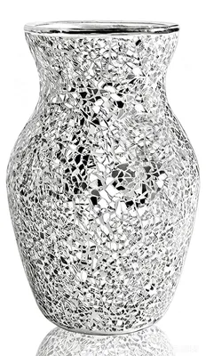 Immagine prodotto di Solidchoice - Vaso in vetro decorativo con mosaico d'argento