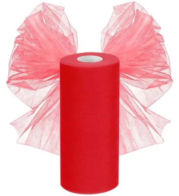 Productafbeelding van Faryodi Tule stofrol, 30 cm x 92,5 m, tuleband voor bruiloftsdecoratie, tule meterware organza stof voor DIY knutselwerk, handwerk, bogen, feestdecoratie, rood
