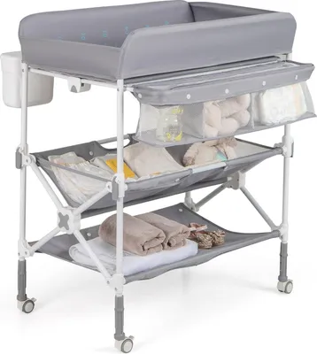Image de Table à langer portable avec hauteur réglable et roulettes