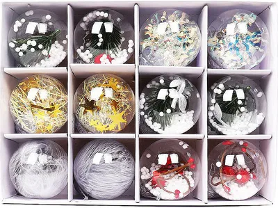 Obrázek produktu pro 12PCS plastové ozdoby koule opakovaně použitelné DIY vánoční ozdoby plnitelné pro cukroví fotografie miniatury