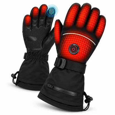 Produktbild von Beheizbare Handschuhe mit 2×6000mAh Akku, 3 Heizstufen, Touchscreen, wasserdicht & winddicht, Thermohandschuhe für Winter, Skifahren & Outdoor,M