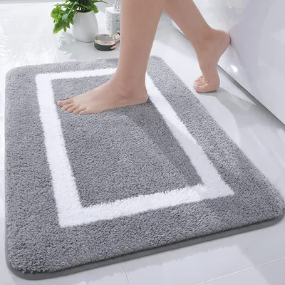 Obrázek produktu pro Měkká koupelnová rohož z mikrovlákna, omyvatelná, šedá, rozměry 50 x 80 cm