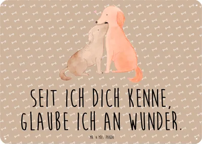 Produktbild von Mr. & Mrs. Panda Wandbild Hunde Liebe DIN A3 - Hundeglück - Geschenk, Herz, Metallbild, Blechschild, Optimitisch, Sprüche, tafel, Kuss, Hund, Schild, Wunder, Kuscheln