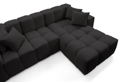 Obrázek produktu pro Rohová sedací souprava 265 cm Napoli - rohová sedací souprava s prémiovou tkaninou, designová sedací souprava, rohová sedací souprava ve tvaru L, pravá (černá - Komodo 23)