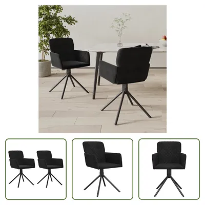 Image de The Living Store Chaise de salle à manger 2 pcs. Pivotant Noir Velours