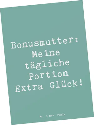 Produktbild von Mr. & Mrs. Panda Postkarte Spruch Bonusmutter Glück - Meeresbrise - Geschenk, Ansichtskarte, Unterstützung, persönliche Erinnerungen, Elternteil, einzigartige Designs