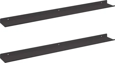 Produktbild von vidaXL Schwebendes Regal 2 pcs Schwarz 80 x 9 x 2,5 cm Stahl