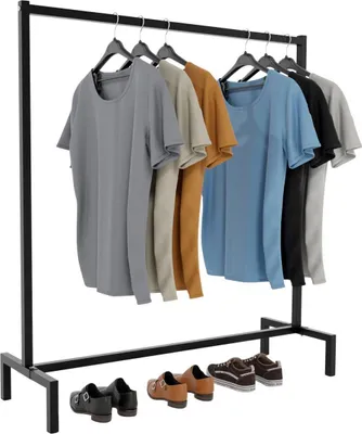 Produktbild von Industrieller Kleiderständer – Aufhängungslösung im Loft-Stil – platzsparendes Design | Farbe: Schwarz | Größe: 120x38x120