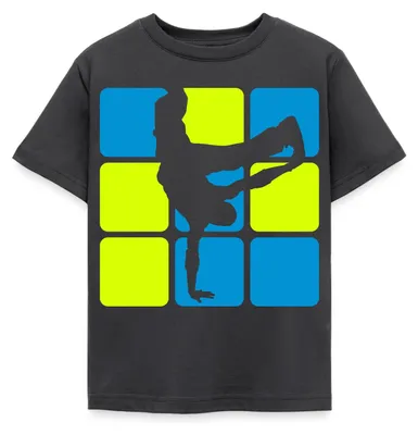 Produktbild von Spreadshirt Breakdance Breakdancer Silhouette Kinder T-Shirt, 110/116 (5-6 Jahre), Dunkelgrau