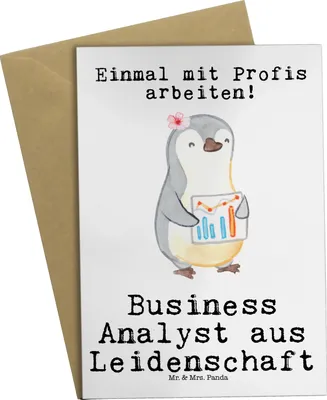Produktbild von Mr. & Mrs. Panda Grußkarte Business Analyst Leidenschaft - Weiß - Geschenk, babykarte, einladungskarten, weihnachtskarten, osterkarte, osterkarten