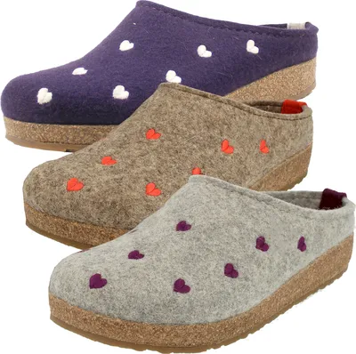 Produktbild von Haflinger Grizzly Cuoricino 741031 Damen Hausschuhe Pantoffeln Wolle , Größe:41 EU, Farbe:Grau
