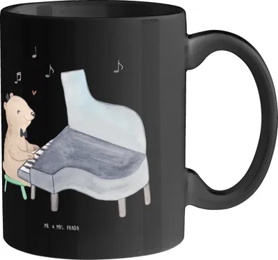 Produktbild von Mr. & Mrs. Panda Kaffeetasse Klavier Magie - Schwarz - Geschenk, Elfenbeintasten, Keramiktasse, Lernen, Kaffeebecher, Tasteninstrument, Musik, Koordination, Tasse, Becher