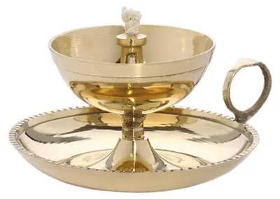 Ghee-Lampe mit Docht, handgefertigt aus Messing, gold, 5,5 cm