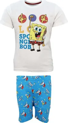 Produktbild von Spongebob Schwammkopf Kinder kurzarm Pyjama Schlafanzug – Blau / 104