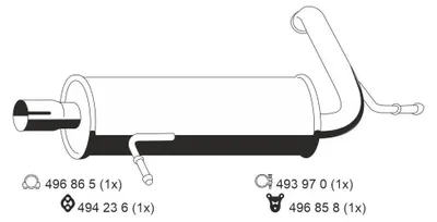 Immagine prodotto di ERNST 330206 Silenziatore terminale per FORD TRANSIT MK-5 Bus (E) Impianto di scarico