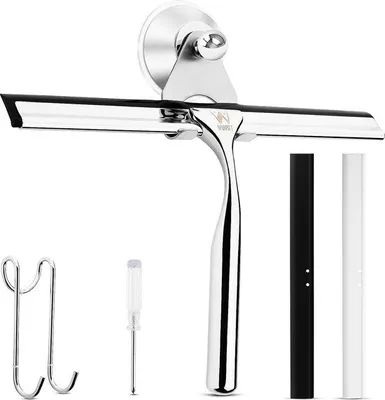 Immagine prodotto di Set per doccia in acciaio inossidabile con raschietto in silicone - Accessori da bagno