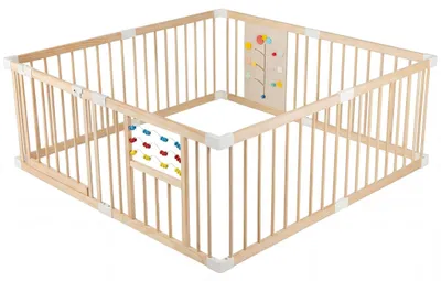 Image de Parc pour bébé, en pin, 8 panneaux, 160 x 160 cm, pliable
