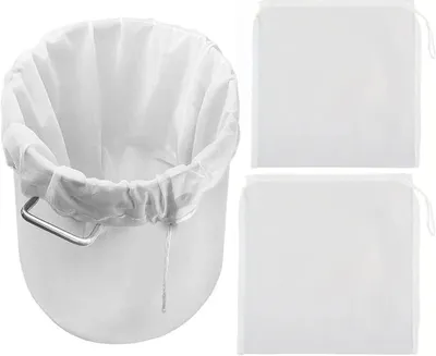 Produktbild von Filterbeutel - Nylon Siebbeutel mit 300 Mikron Maschenweite - Pressbeutel für Lebensmittel - 45x60 cm - 3 Stück