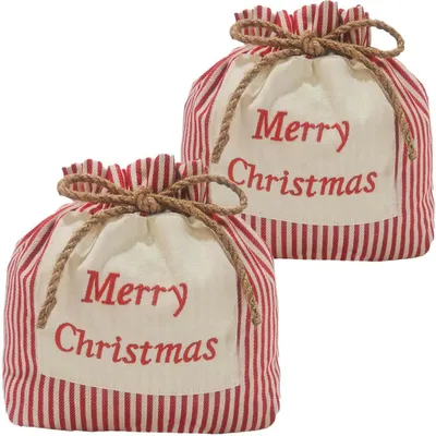 Image de 2 sacs de Noël, calendrier de l'Avent, sacs en coton avec cordon de serrage, 23x23 cm