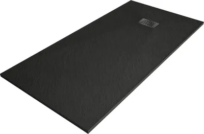 Produktbild von Mexen Hugo rechteckige Duschwanne SMC 170 x 80 cm, schwarz, mit schwarzem Abdeckrahmen - 42708017-B