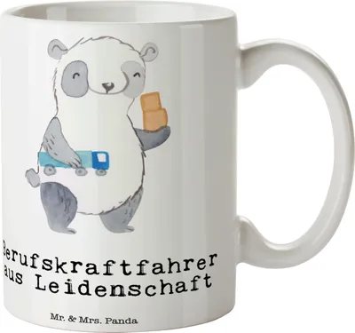Produktbild von Mr. & Mrs. Panda Becher Berufskraftfahrer Leidenschaft - Weiß - Geschenk, haferl, Tasse, Teetasse, Trinkbecher, Kaffeetasse, Kaffeebecher