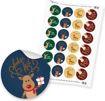 Produktbild von 24 x itenga Sticker „Weihnachten Tiere“ (Motiv 49)