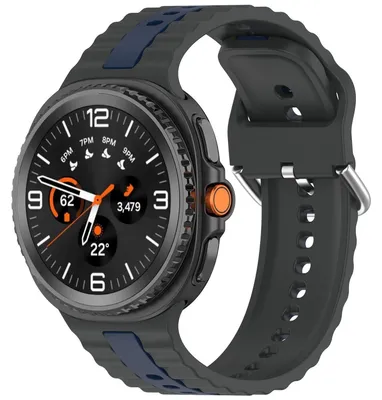 Produktbild von Für Samsung Galaxy Watch 8 / 8 Two Color Silikon Ersatz Smart Watch Armband Grau / Blau