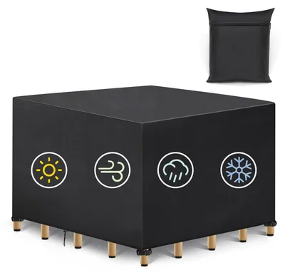 Immagine prodotto di Omgoods - Copertura impermeabile per mobili da giardino, in tessuto Oxford 420D, per set di sedute, dimensioni 125 x 125 x 74 cm