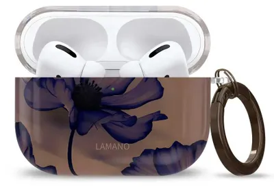 Produktbild von Schutzhülle für Apple AirPods Pro 1 / 2, Tech-Protect Lamano, Braun mit Blumen