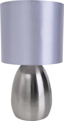 Produktbild von Näve Leuchten Tischleuchte AURUM mit E14 Tischleuchte AURUM mit E14 Tischleuchten - Tischleuchte "AURUM" H: 33 cm stahl-blank/grau, Tischlampe im Klassik Stil, aus Metall, Kunststoff und Textilmaterial in stahl-blank, 33 cm hoch, Ø 17,5 cm, E14-Fassung – Schnurschalter