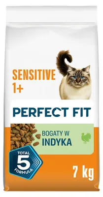 Zdjęcie produktu dla Perfect Fit Sensitive 1+ z Indykiem 7kg Sucha Karma Dla Kotów z Wrażliwym Układem Pokarmowym
