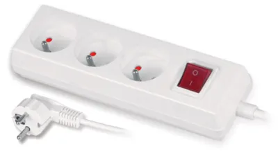 Obrázek produktu pro Přenosná trojzásuvka 3x 250V TYP E bílá s vypínačem