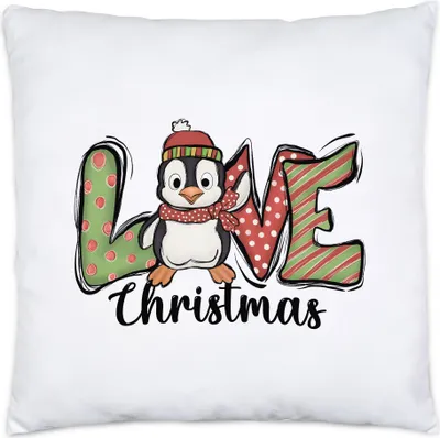 Produktbild von Love Christmas Kissen Inkl Füllung Geschenkidee Weihnachts-Fans Pinguin-Motiv für Weihnachten für Kinder Familie